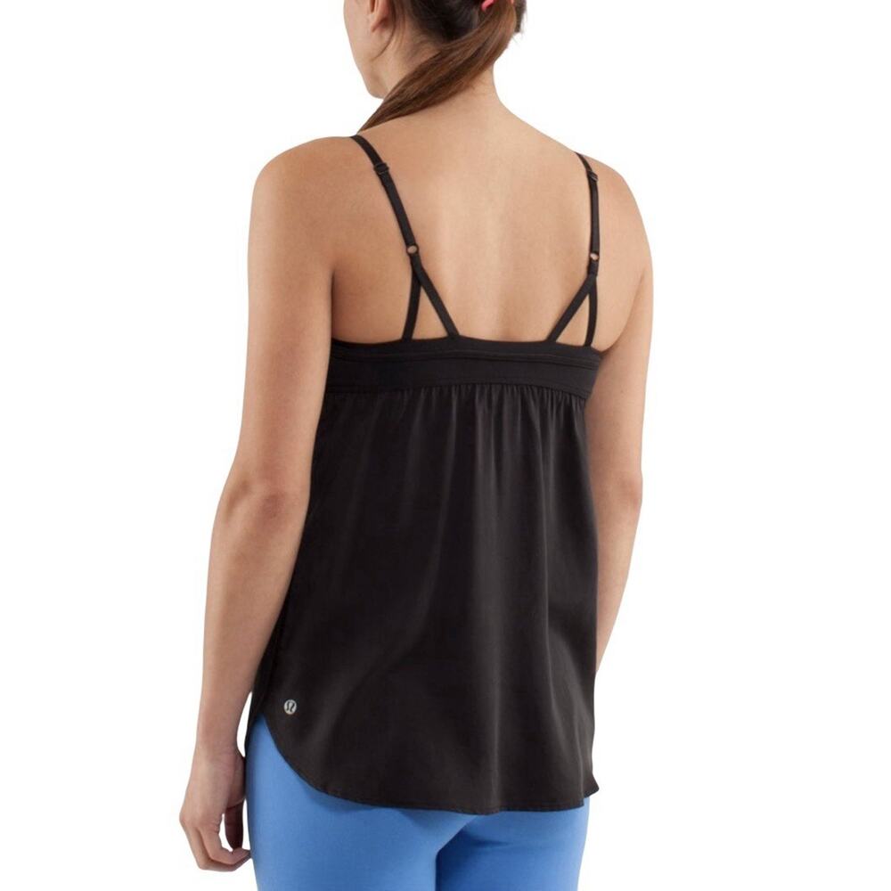 Lululemon Bliss Tank Top Black Womens Size 6 Spaghetti Strap Built In Shelf Bra - Picture 3 of 6